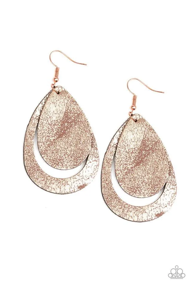 Paparazzi Earring ~ Fiery Firework - Copper