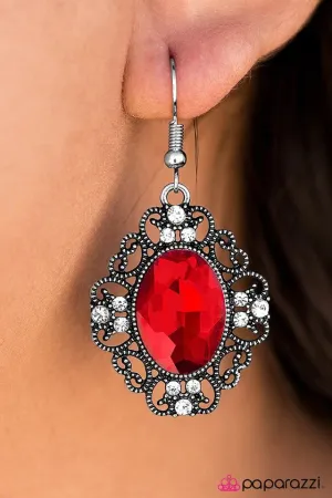 Paparazzi Earring ~ Sicily Sparkle - Red