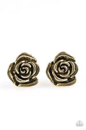 Paparazzi Earring ~ So BLOOMantic! - Brass