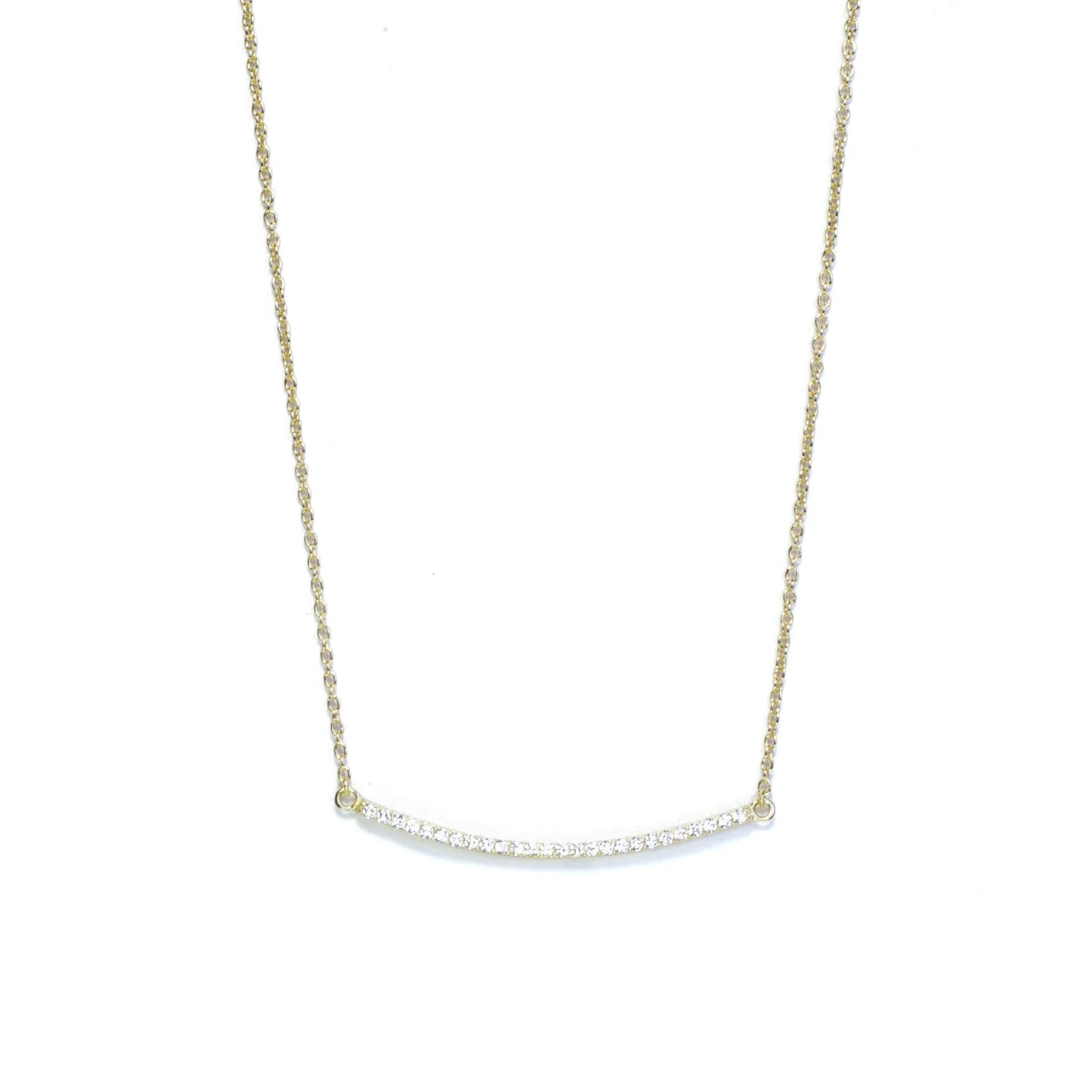 Pave Curved Bar Necklace