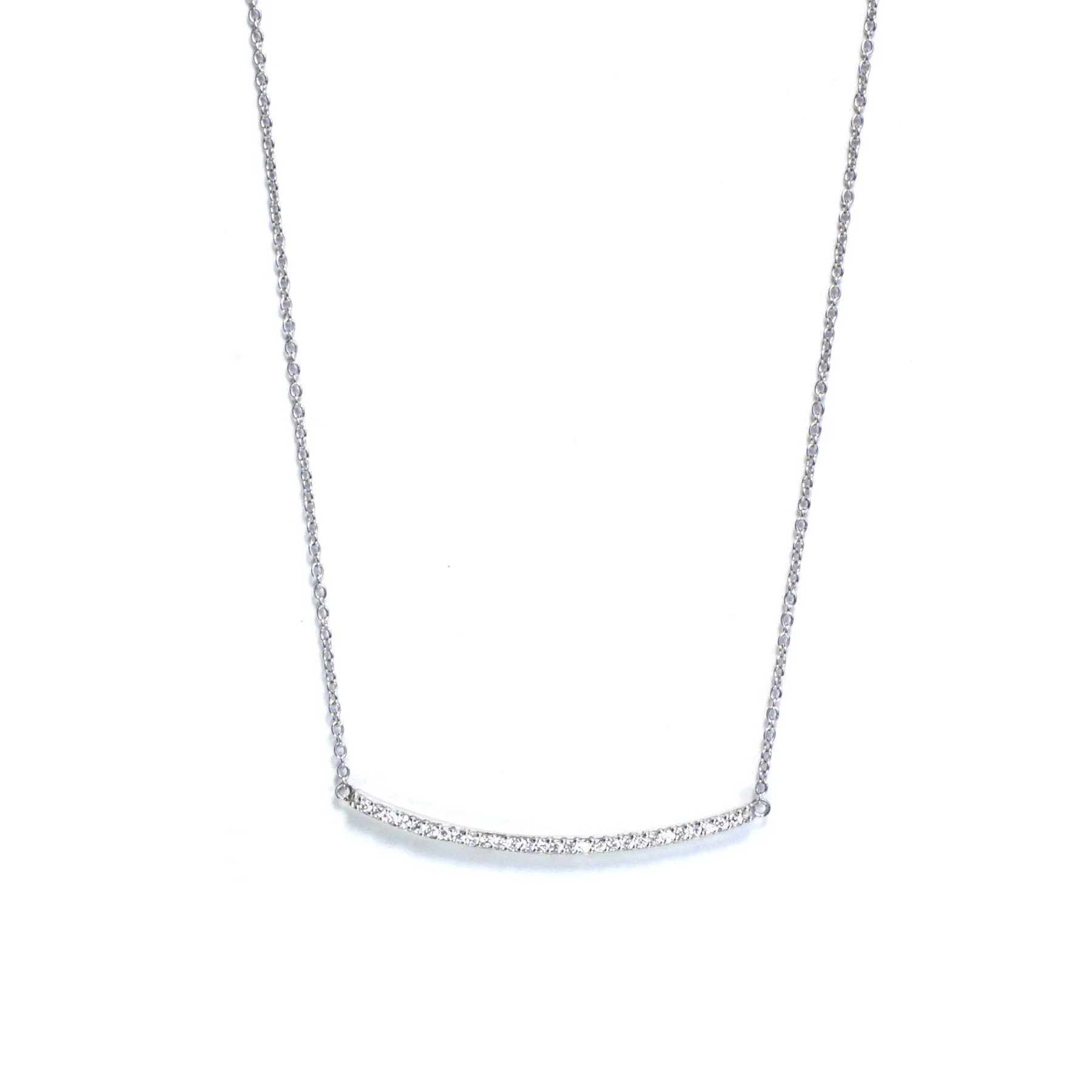 Pave Curved Bar Necklace