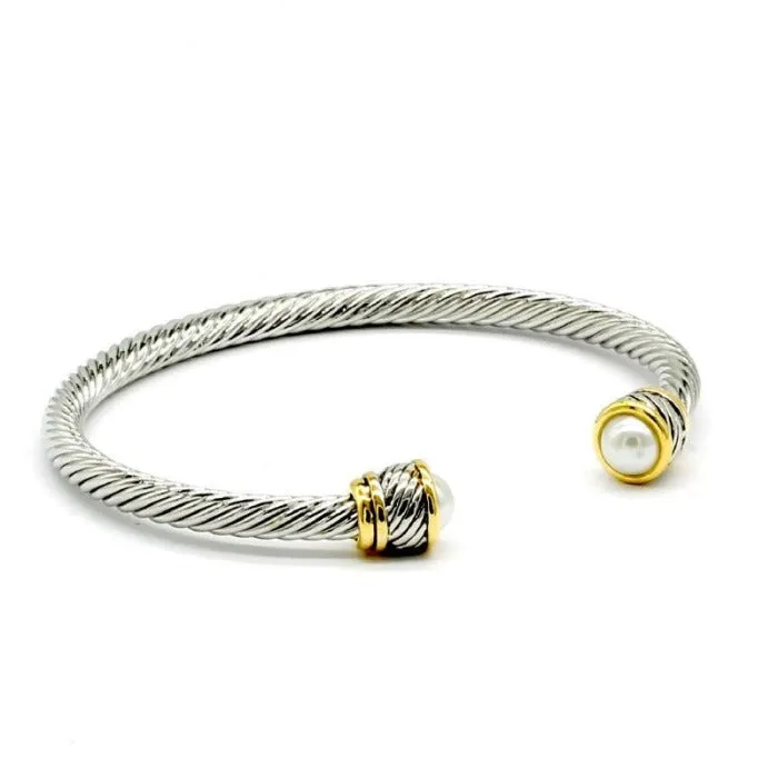 Pearl Cable Cuff Bracelet