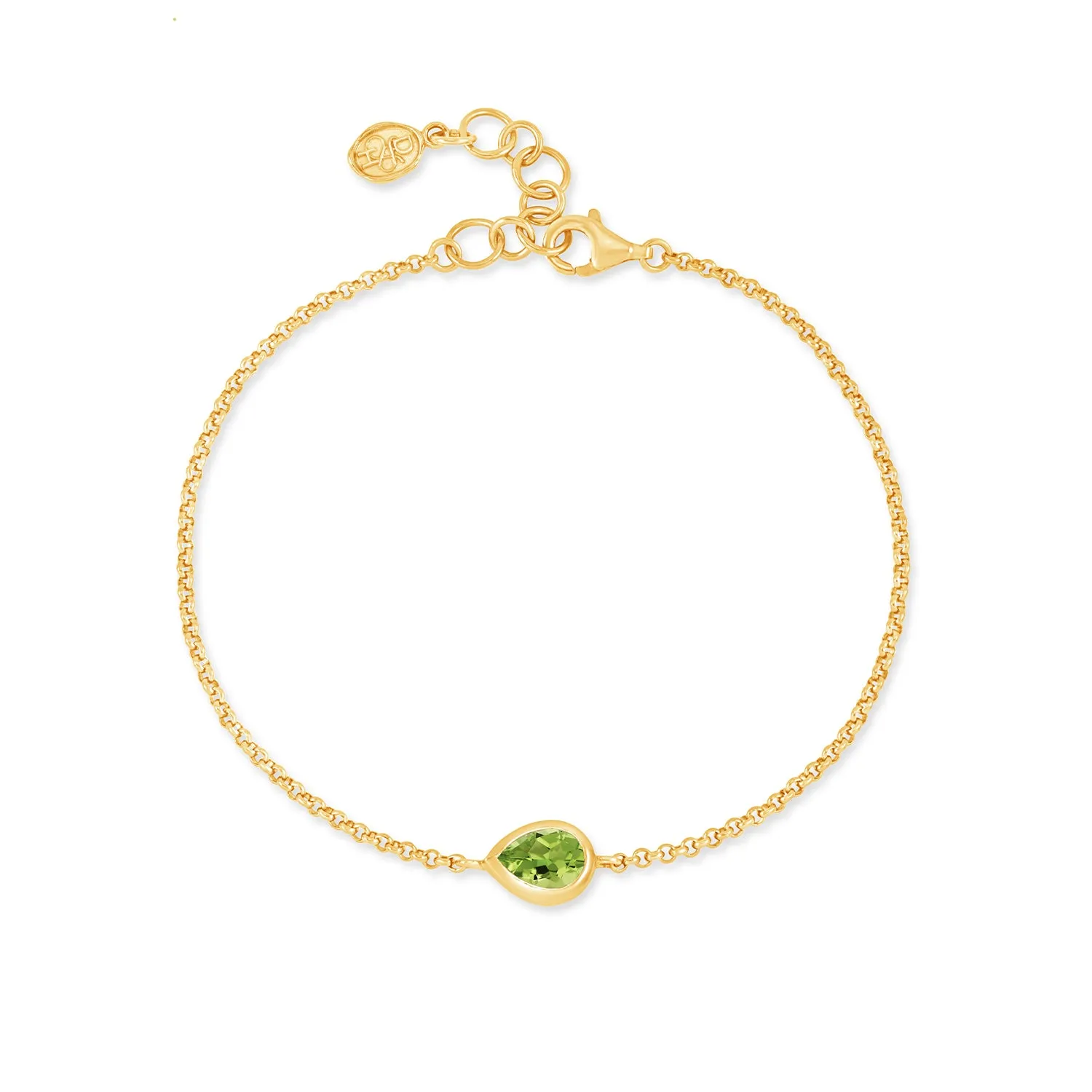 Peridot Pear Chain Bracelet