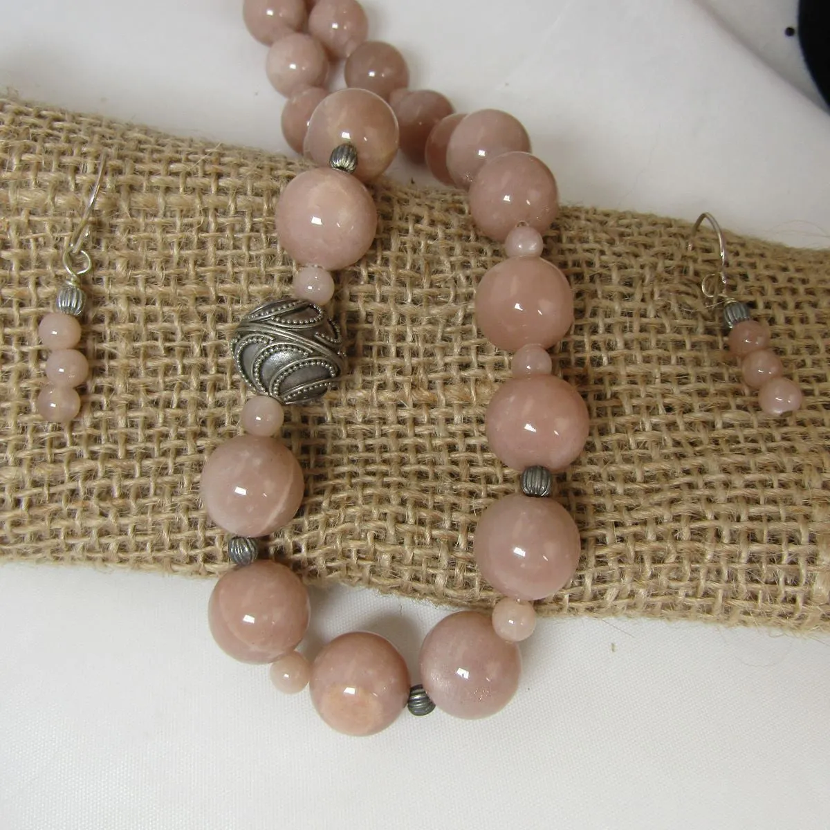 PInk Moonstone Necklace & Earrings Heirloom-quality