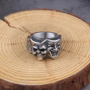 Retro Two Face Joker Color Punk Gothic Viking Ring