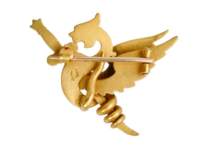 Riker Bros. Dragon Griffin Gold Brooch