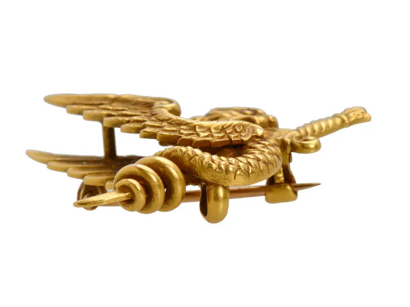 Riker Bros. Dragon Griffin Gold Brooch