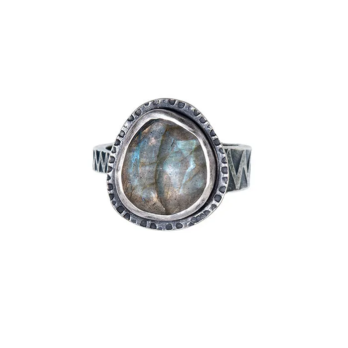 Rose cut labradorite ring - size 6.5