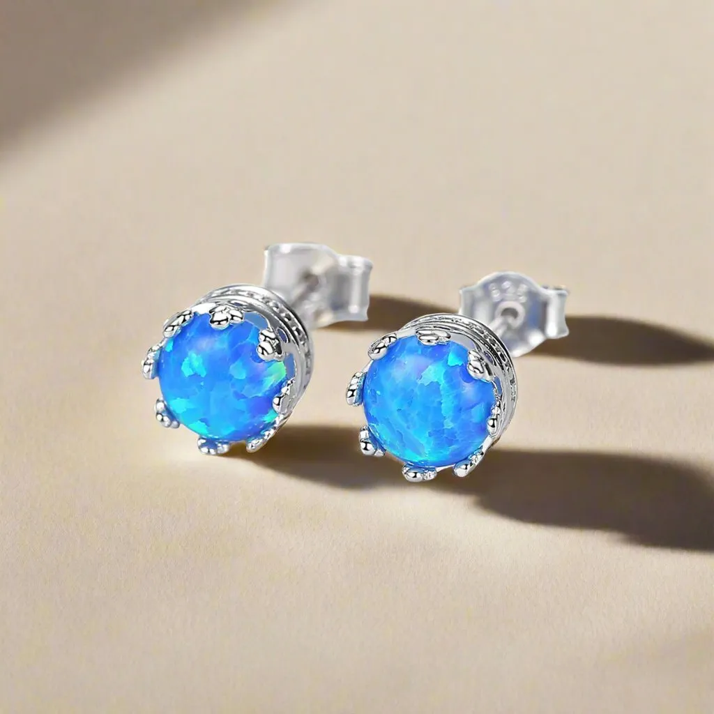 Round Opal Studs