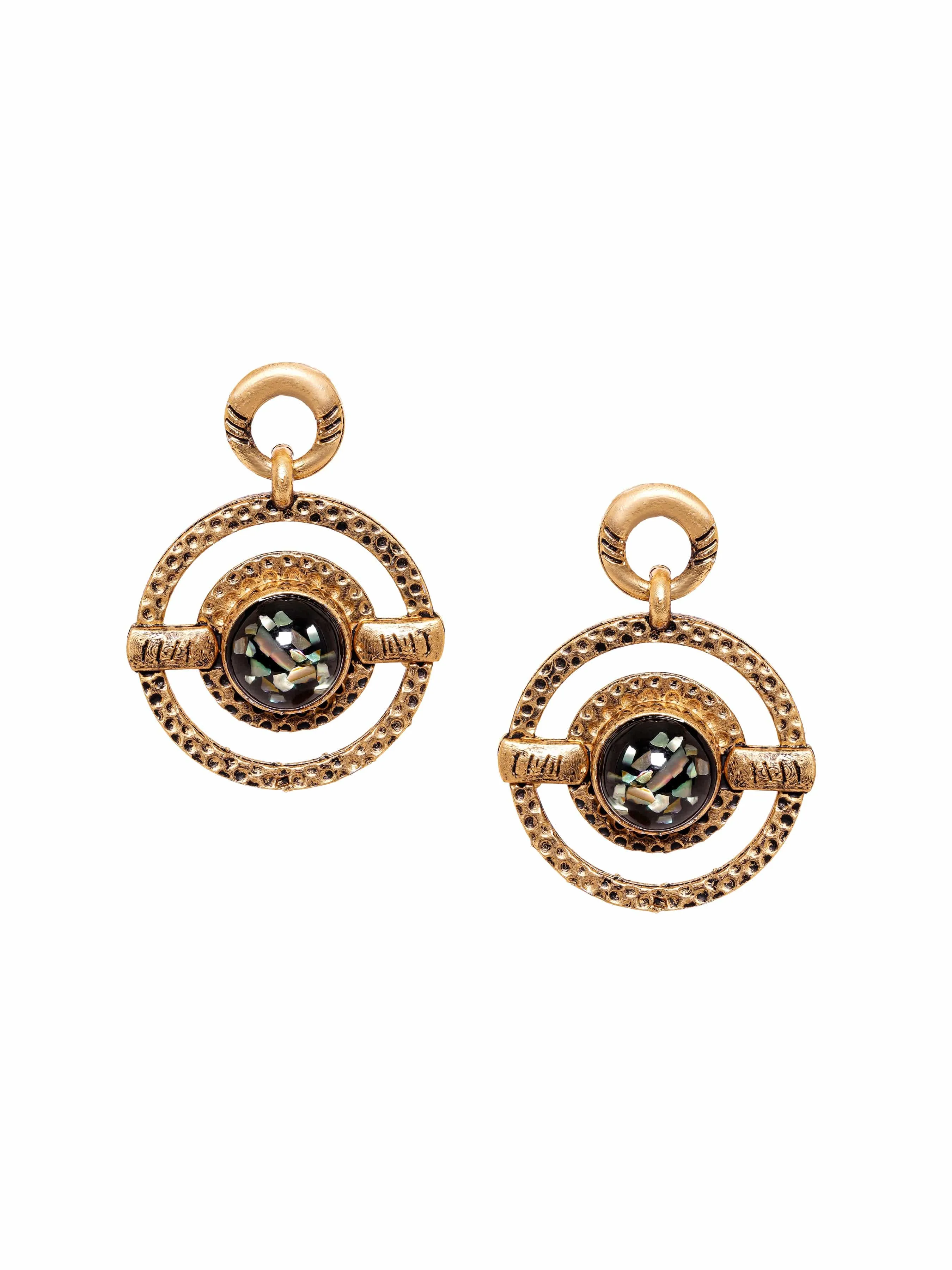 Rubans Timeless Elegance Oxidized Gold Plated Drop Earrings