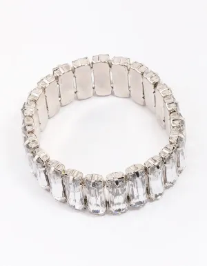 Silver Rectangular Stone Stretch Bracelet