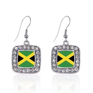 Silver Square Jewelry with Jamaican flag