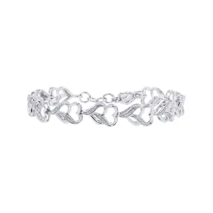 Silver String of Hearts Diamond Bracelet