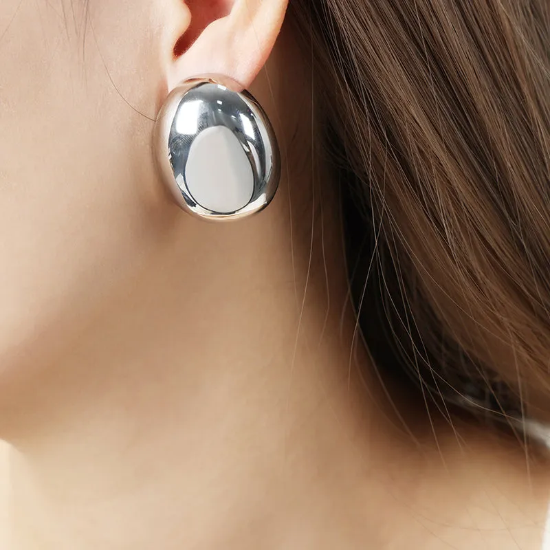 Simple button Style Solid Color Plating Titanium Steel Ear Studs