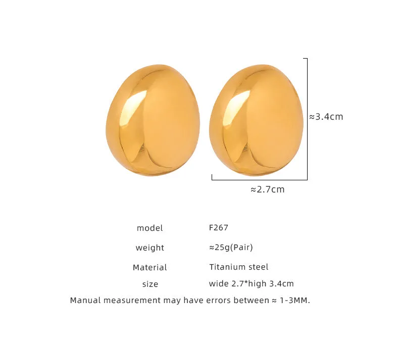 Simple button Style Solid Color Plating Titanium Steel Ear Studs