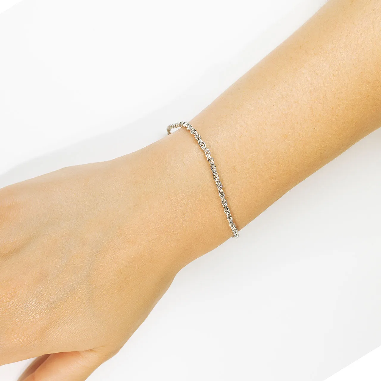 Simple Silver Rope Chain Bracelet