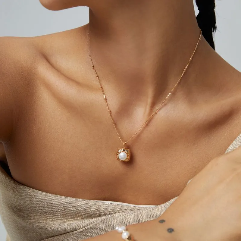 Single Pearl Gold Necklace 18k Gold Vermeil