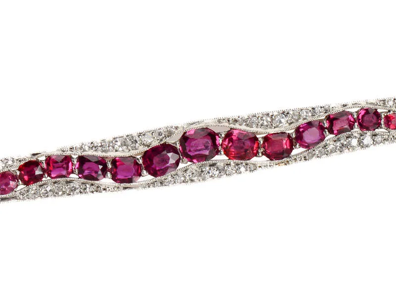 Sinuous Sensuous Ruby Diamond Snake Brooch