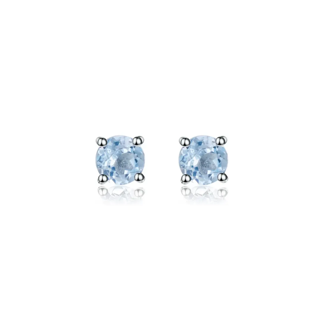 SKY BLUE TOPAZ ROUND CUT STUDS