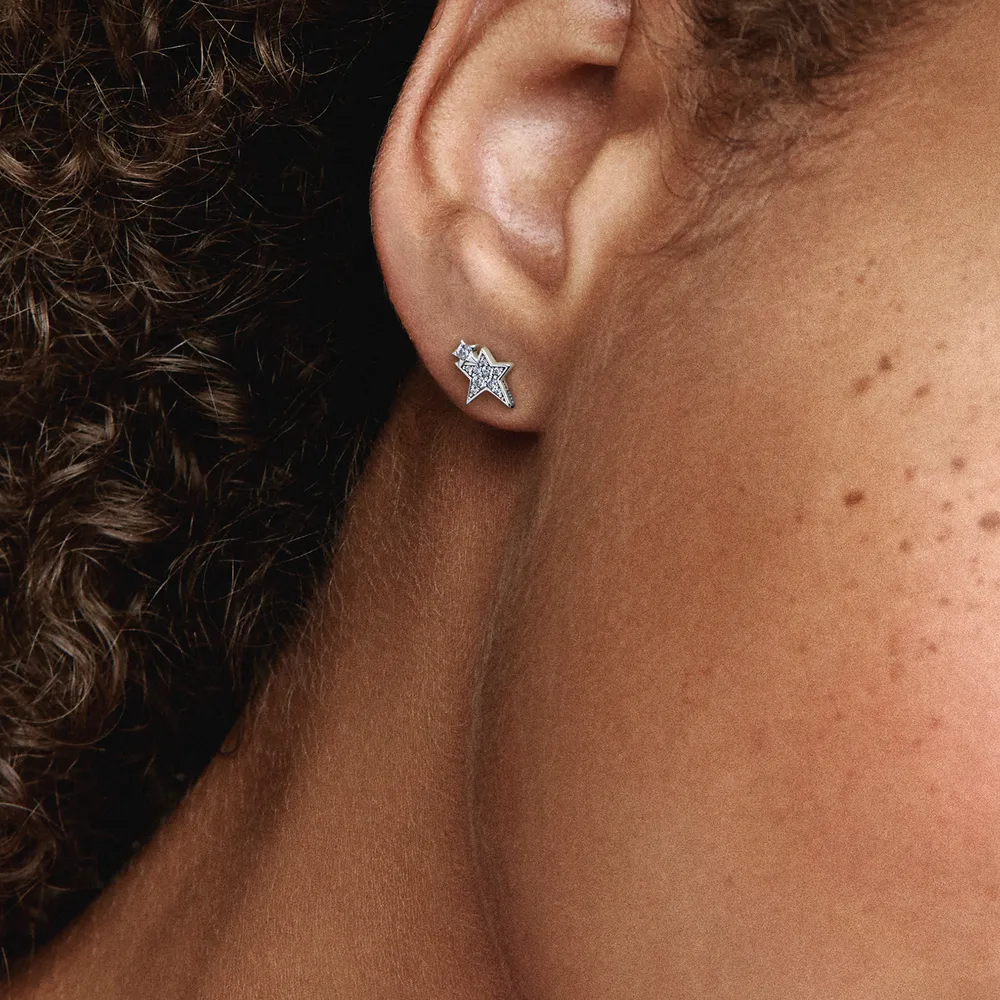 Sparkling Asymmetric Stars Stud Earrings