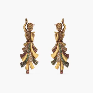 Sparkling Dancing Lady CZ Antique Earrings