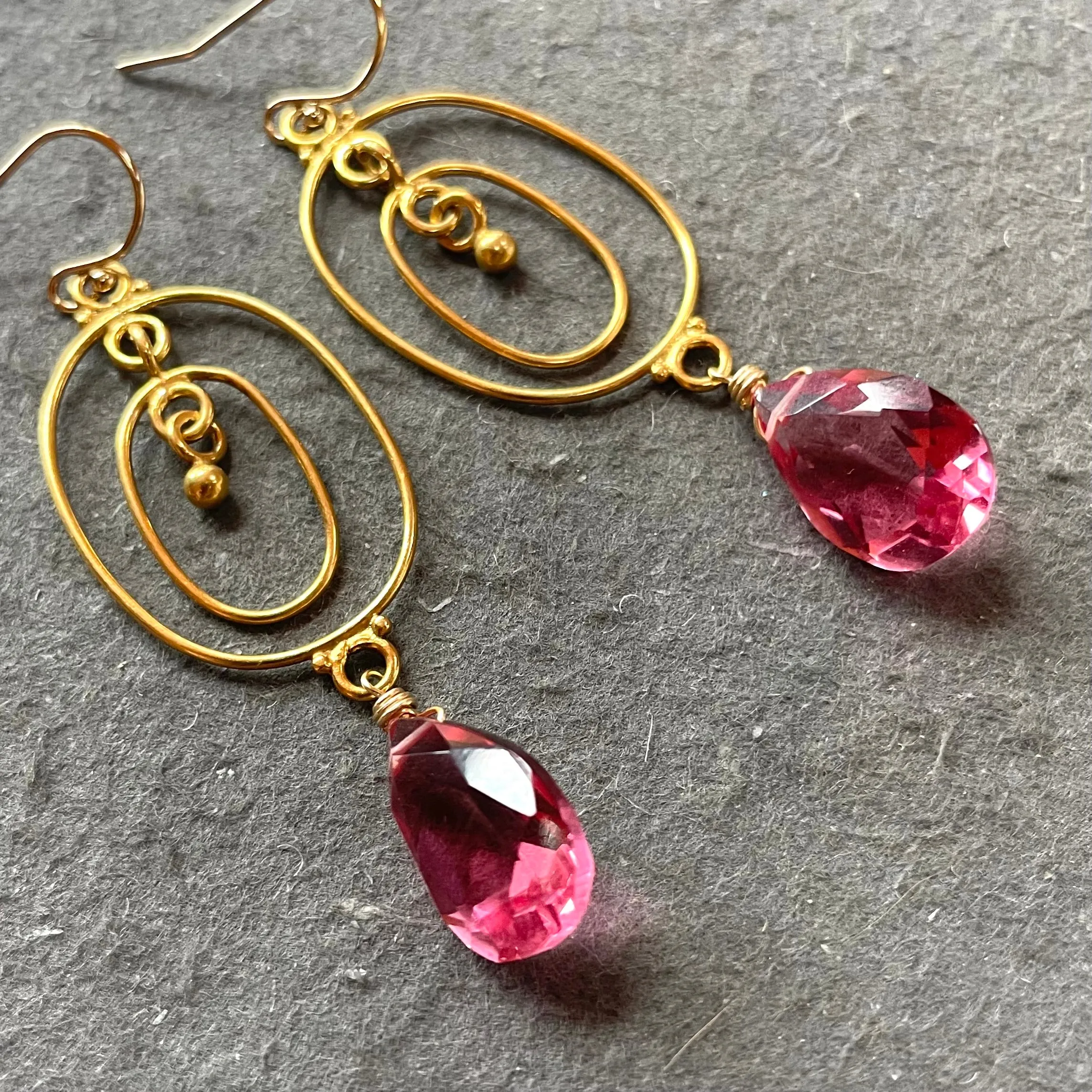 Sparkling Pink Circle Hoops, OOAK