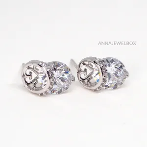 Sparkling Silver Diamante Crystal Stud Earrings