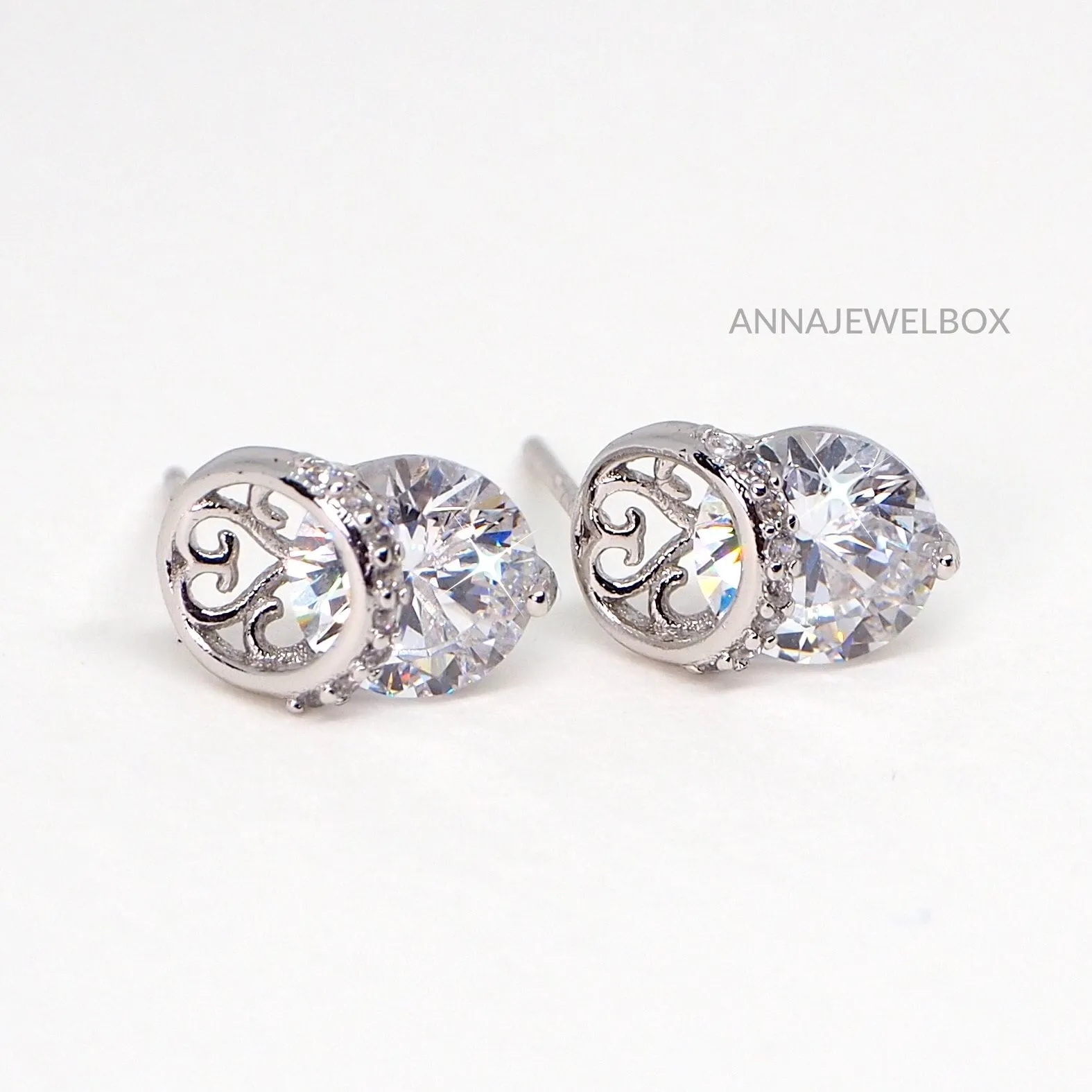 Sparkling Silver Diamante Crystal Stud Earrings