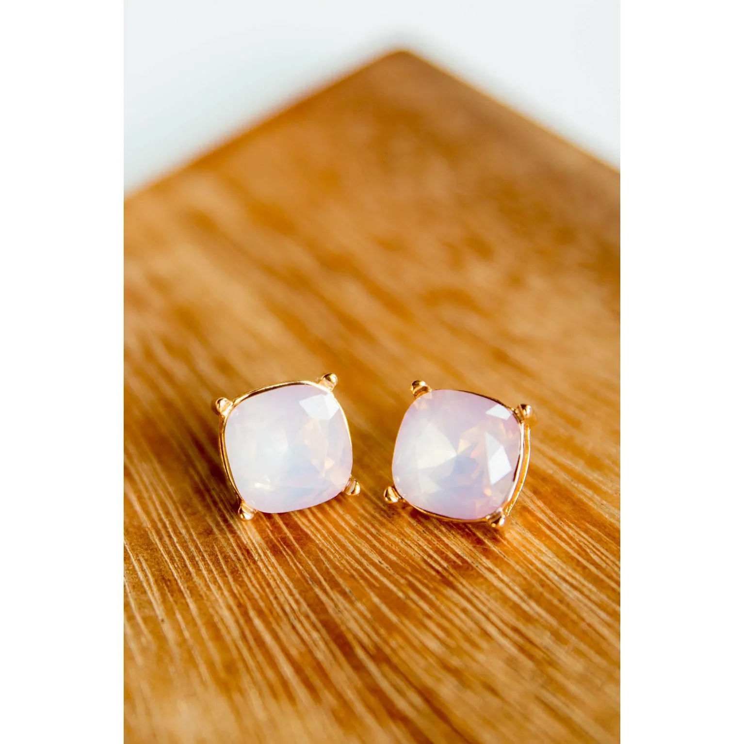 Squared Gem Stud Earrings