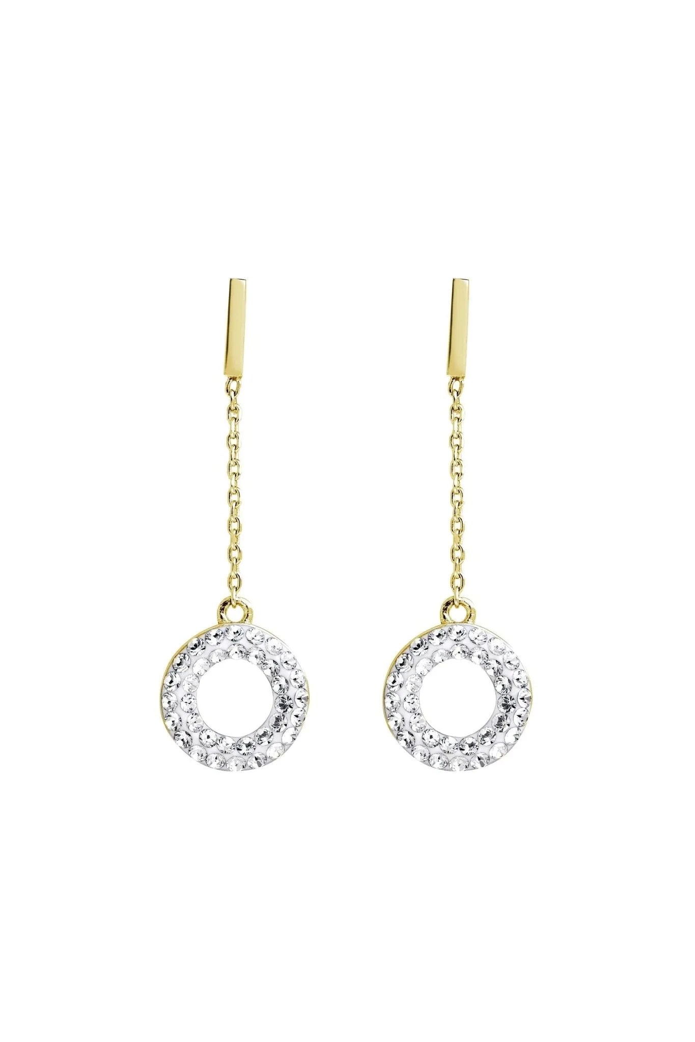 Sterling Silver Gold Plated Crystal Halo Drop Earrings