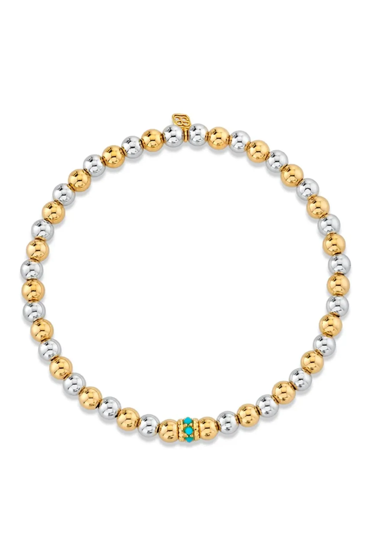 Sydney Evan Gold & Turquoise Scallop Rondelle Bracelet - Yellow/ Silver