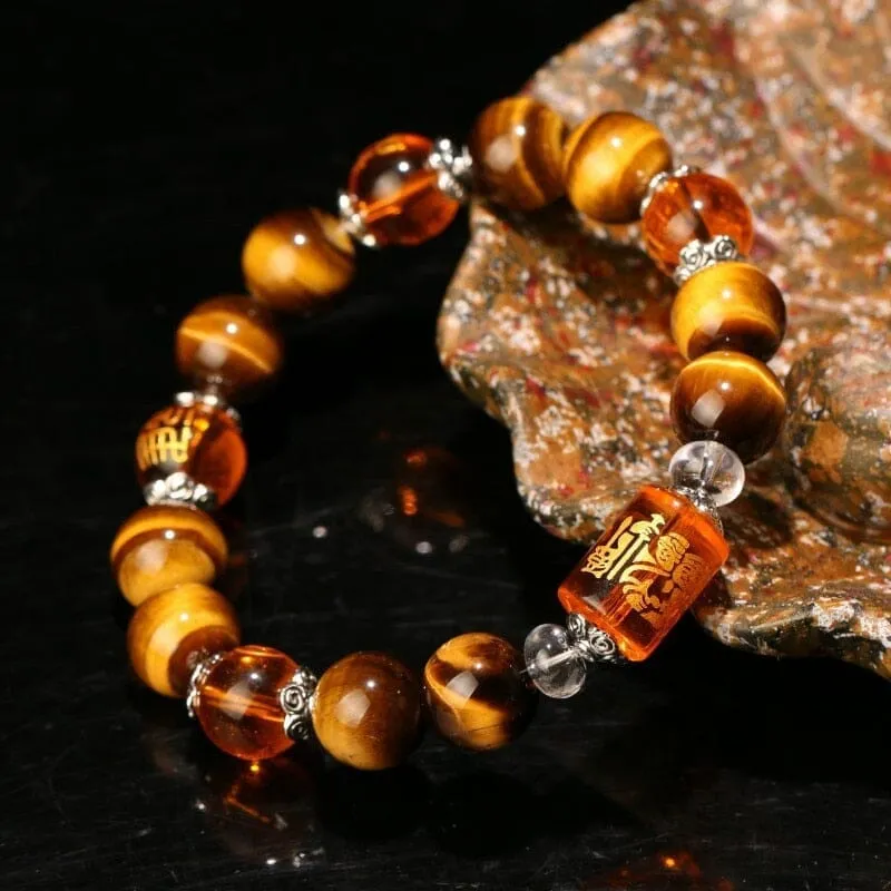 The God of wealth Tiger Eye Stone Beads Bracelet