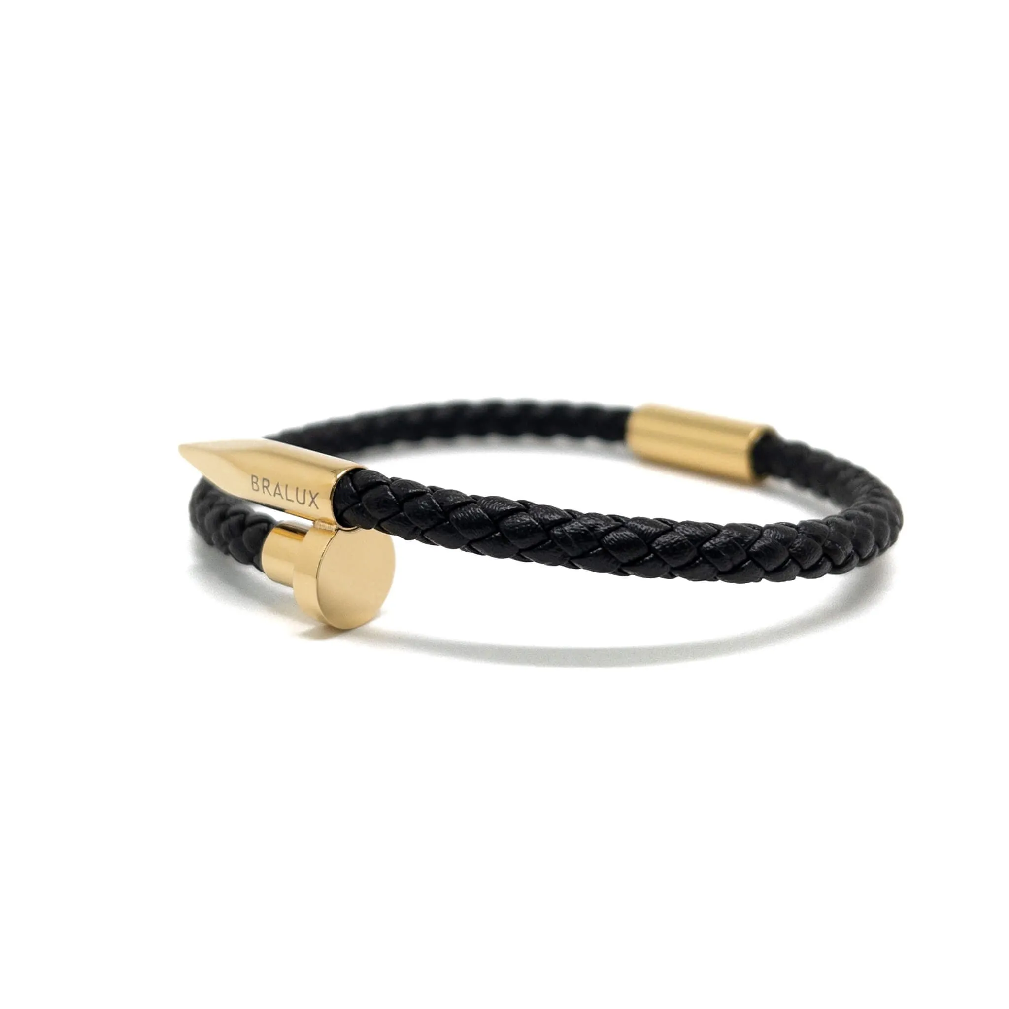 The Gold Plated Nail Leather Bracelet