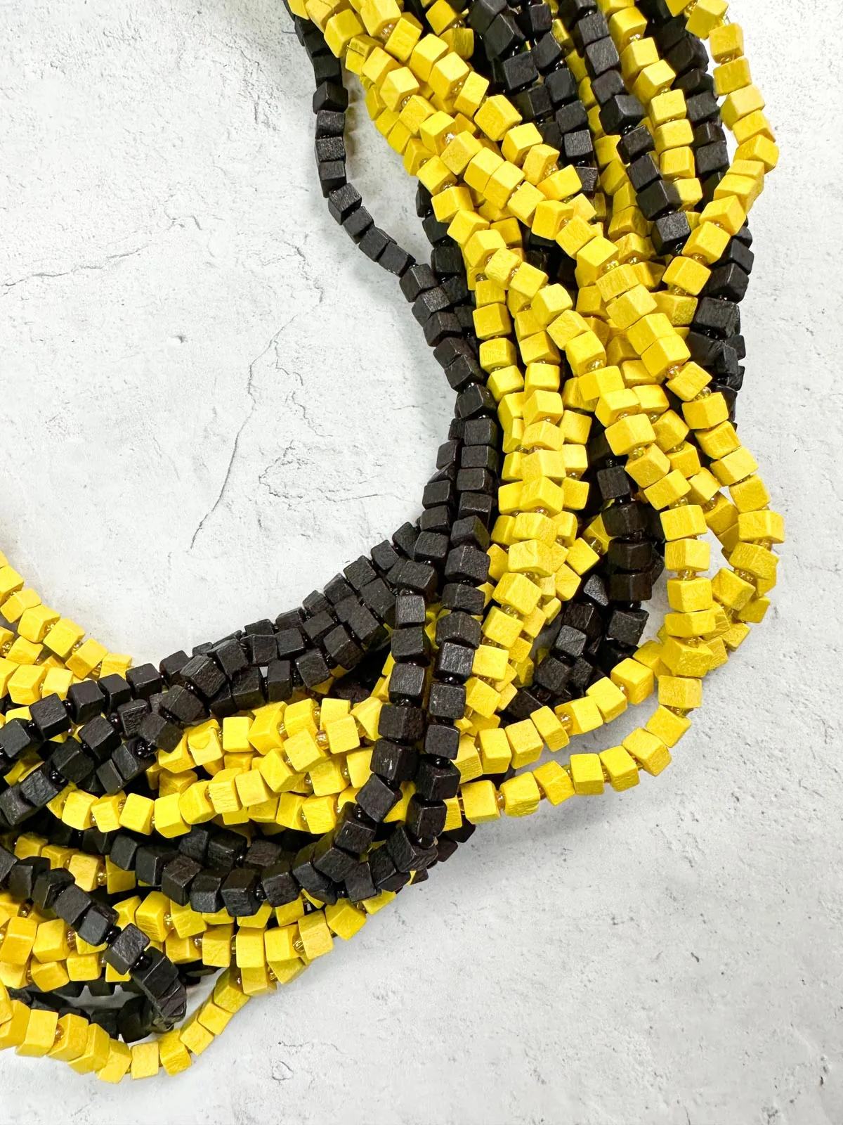 The Next Pashmina Beaded Necklace, Black/Yellow