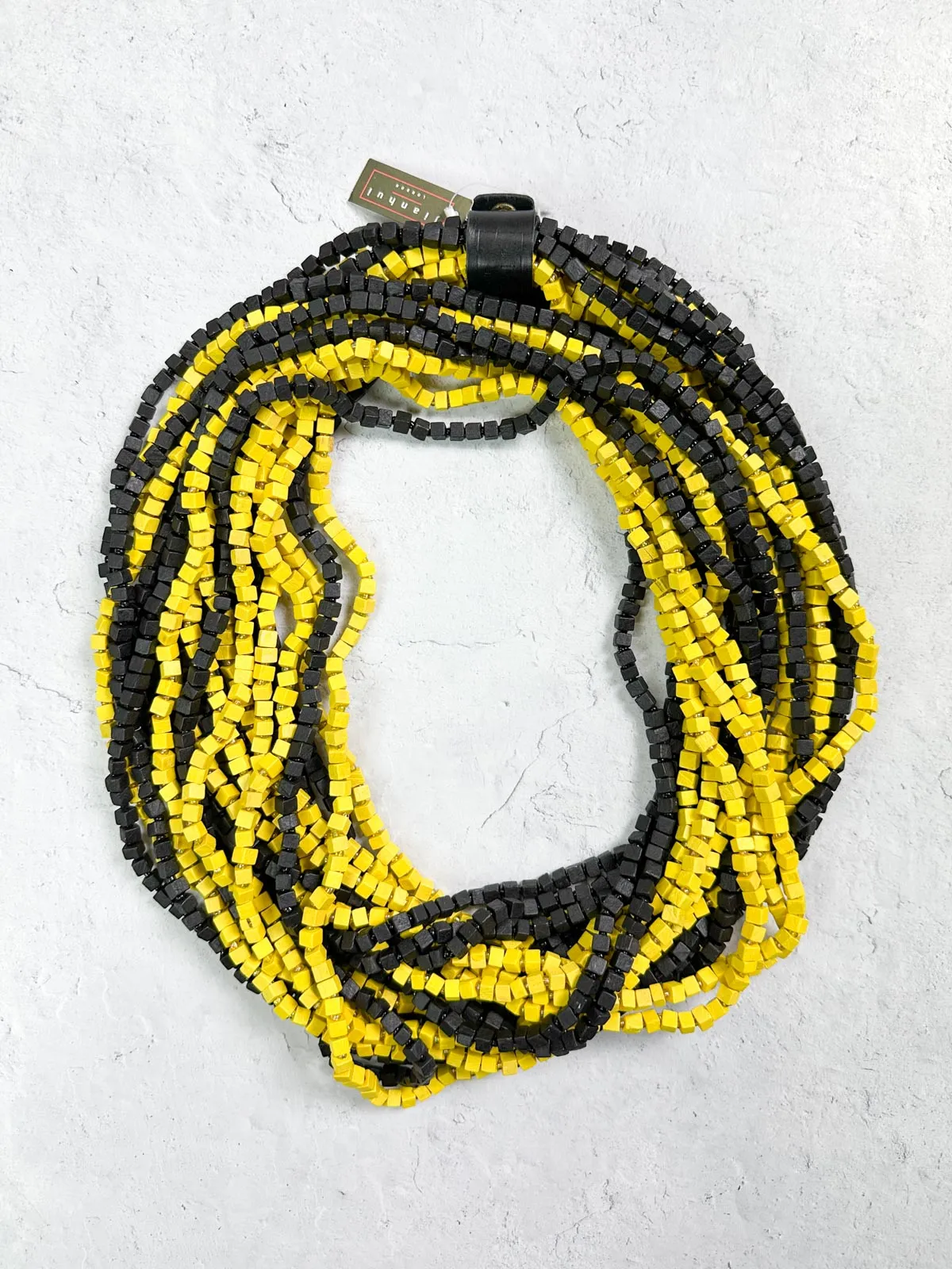 The Next Pashmina Beaded Necklace, Black/Yellow