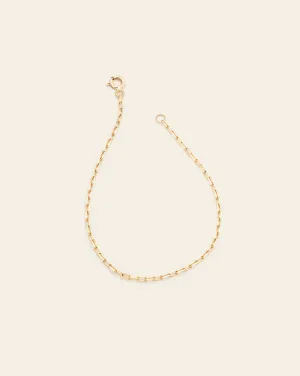 Thin Staple Chain Bracelet - 10k Solid Gold