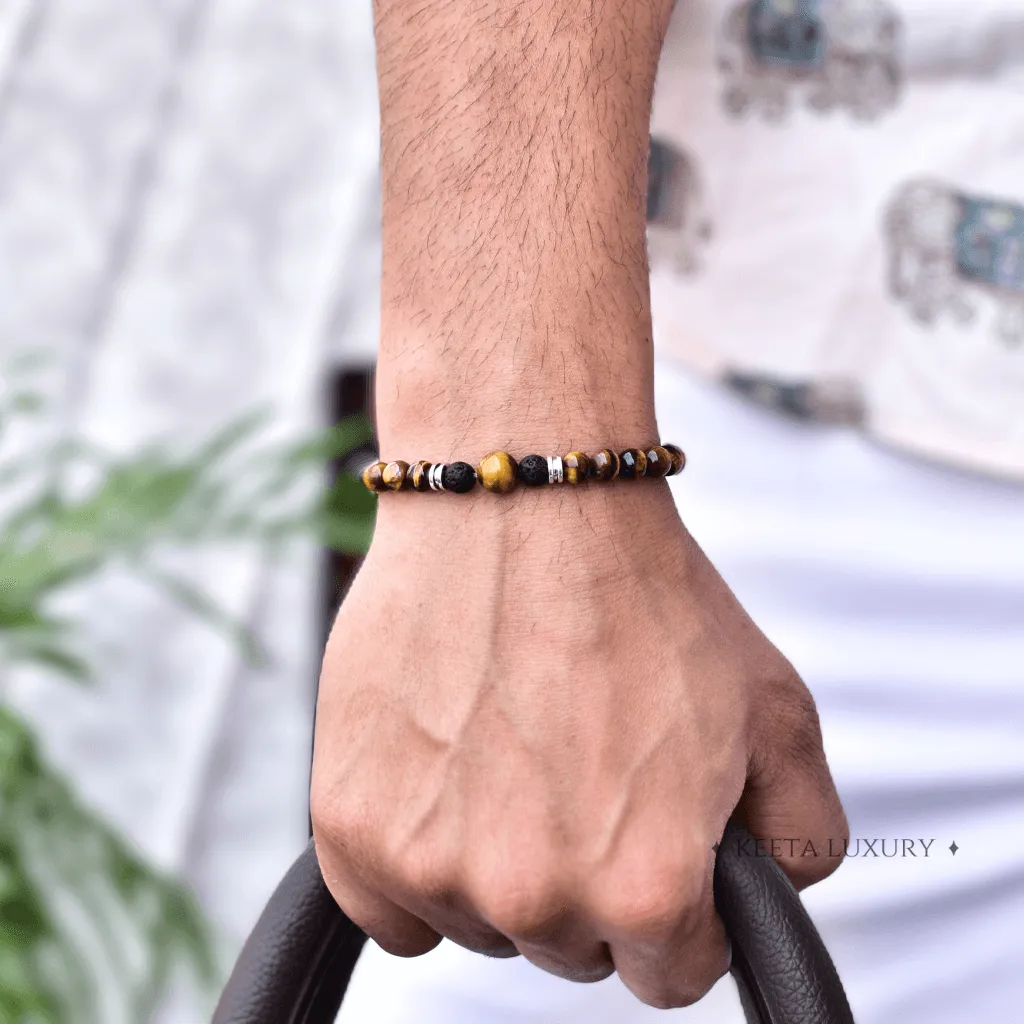 Tiger Being - Tiger Eye and Lava Beads Bracelet