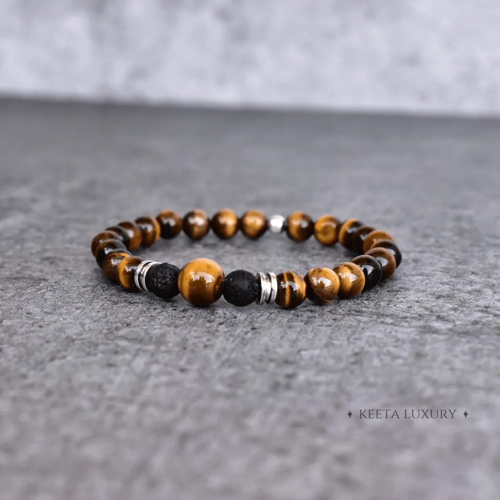 Tiger Being - Tiger Eye and Lava Beads Bracelet