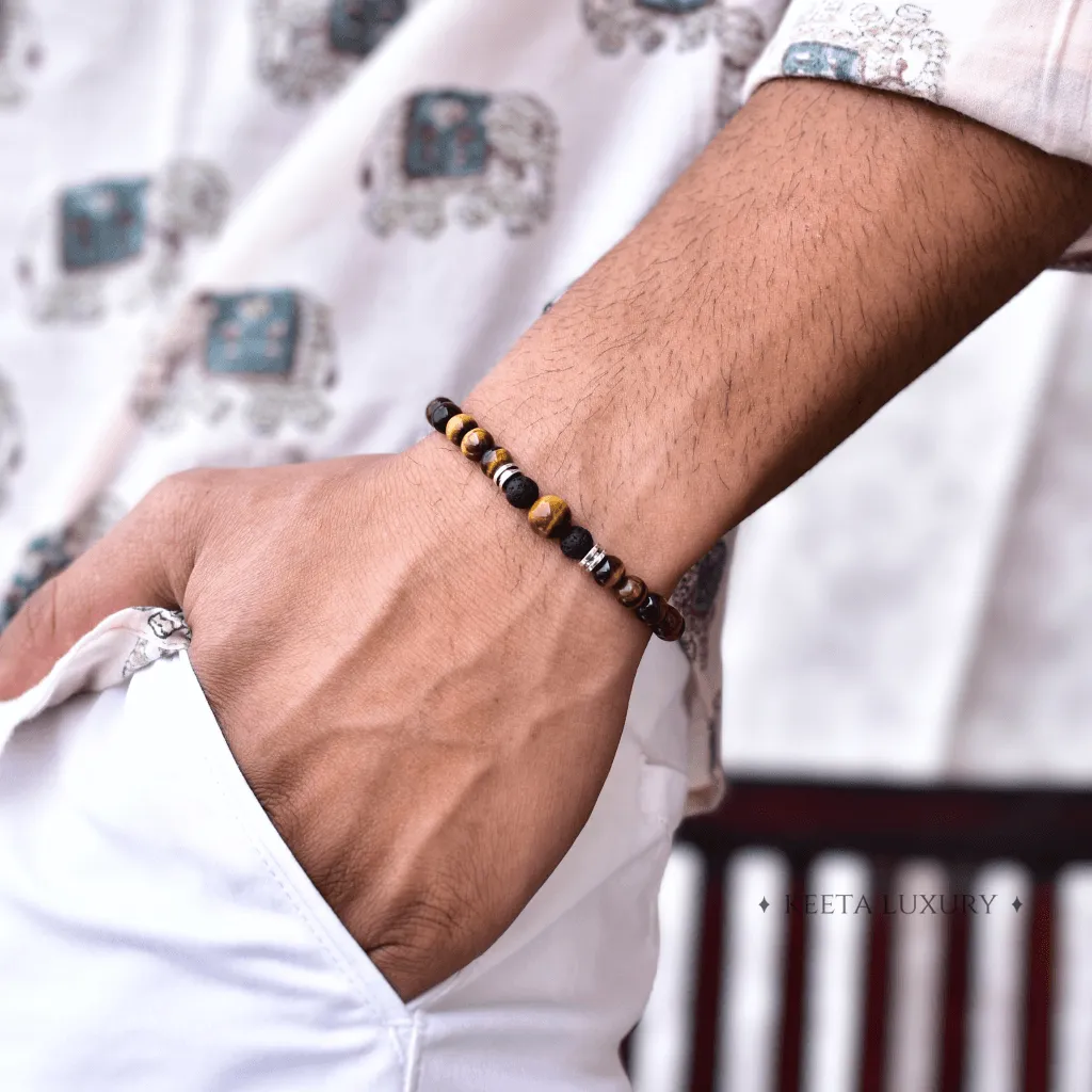 Tiger Being - Tiger Eye and Lava Beads Bracelet