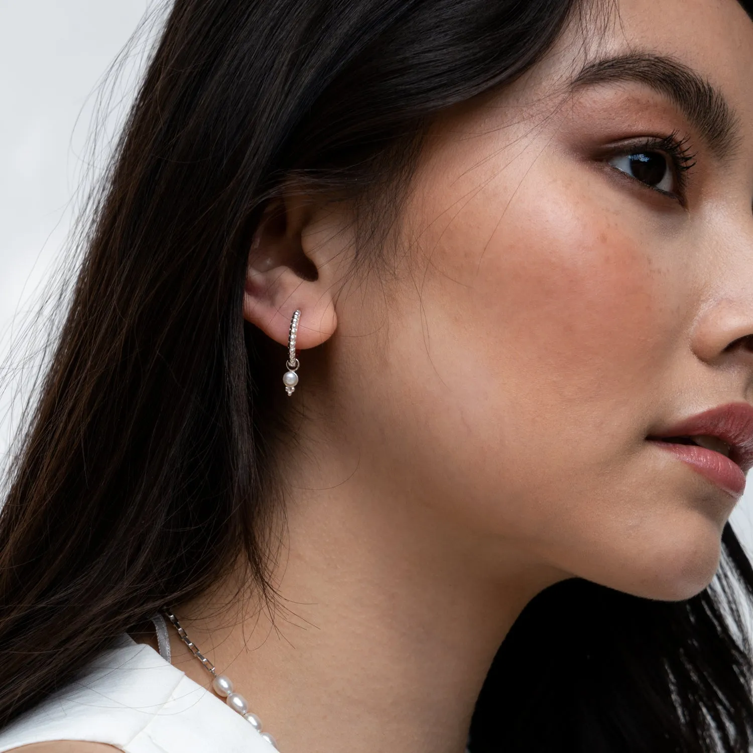 Timeless Dotty Hoops with Pearl Drop