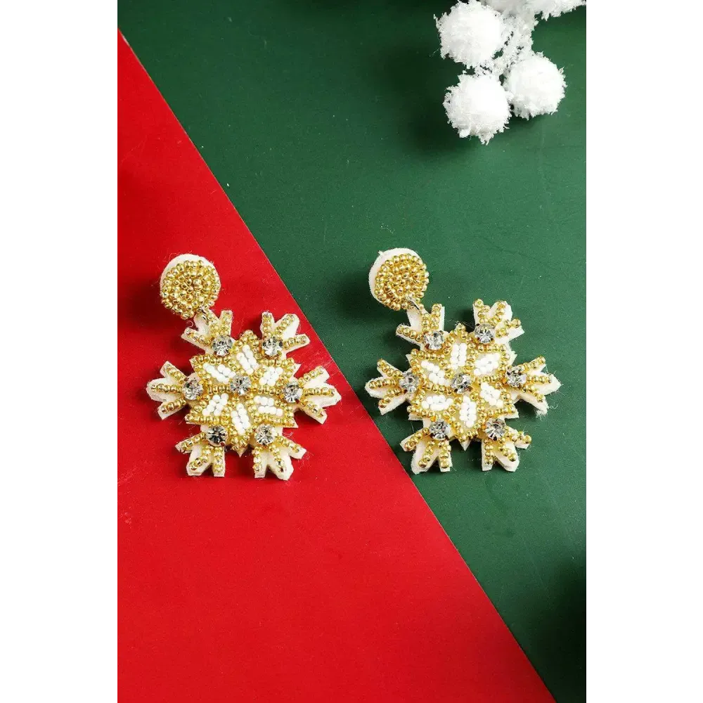 Timeless Gold Snowflake Rhinestone Earrings for Luxury Fashion