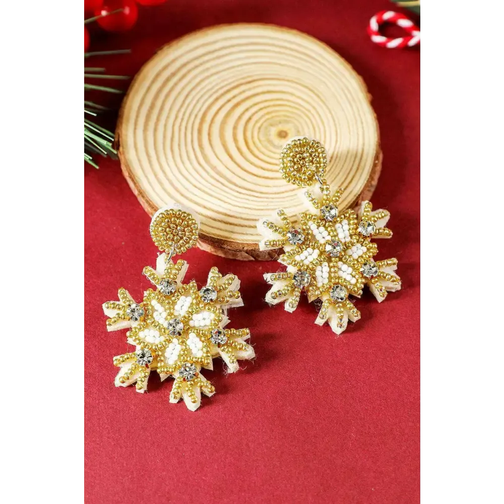 Timeless Gold Snowflake Rhinestone Earrings for Luxury Fashion