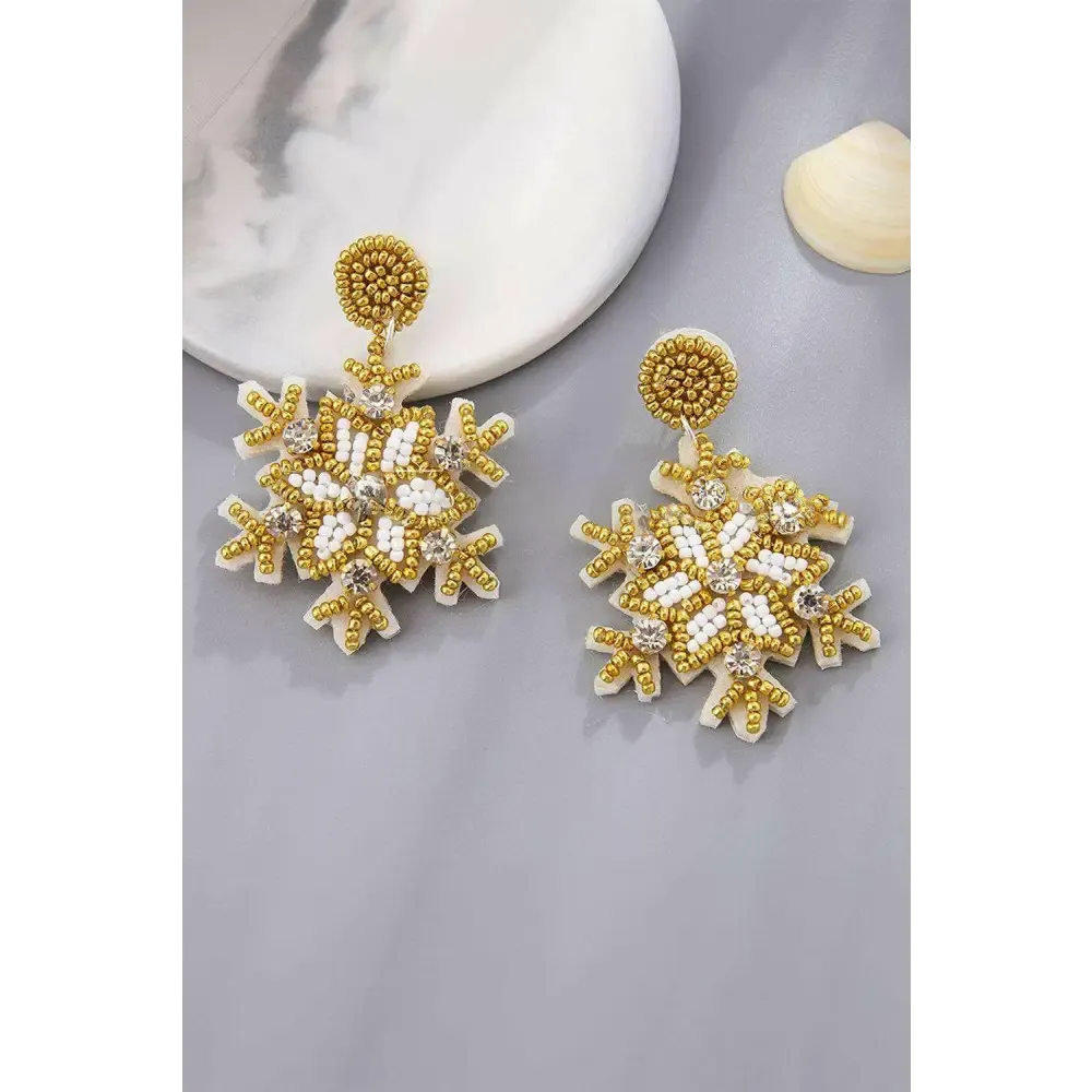 Timeless Gold Snowflake Rhinestone Earrings for Luxury Fashion