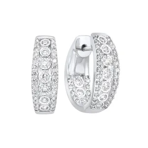 Triple Row Inside Out Diamond Huggie Hoop Earrings