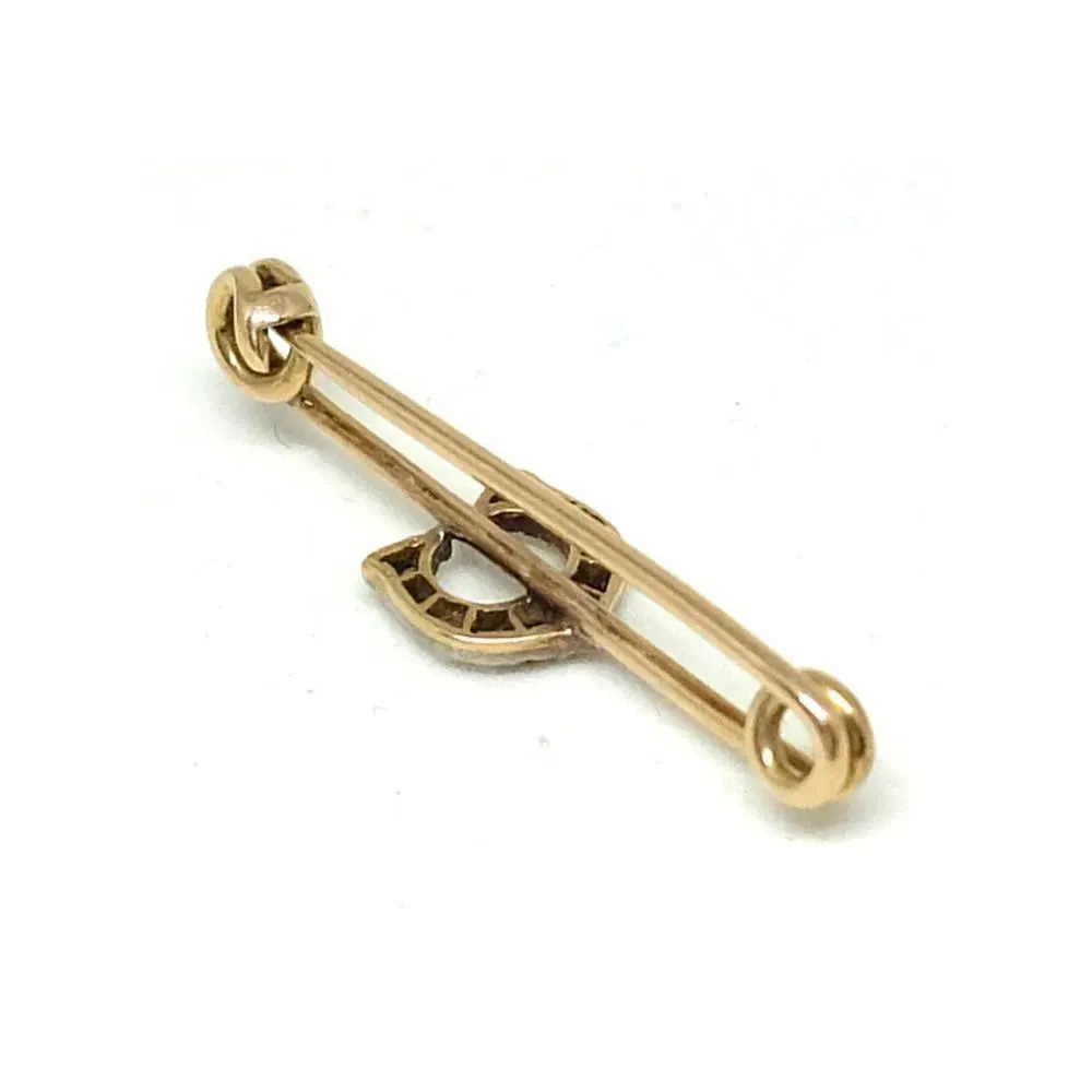 Victorian Antique Diamond 'C' Yellow Gold Brooch