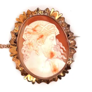 Vintage 9ct Yellow Gold Cameo Brooch