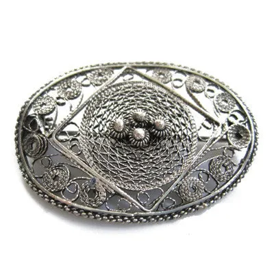 Vintage Silver Filigree Brooch