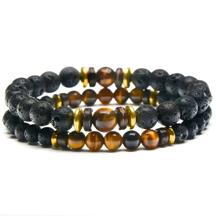 WCJ | Natural Stone with Hematite and Lava Bracelet