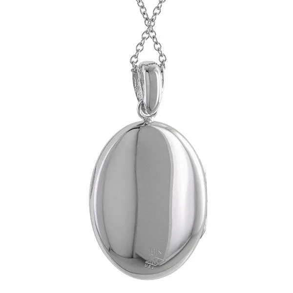 White Gold Oval Locket Necklace