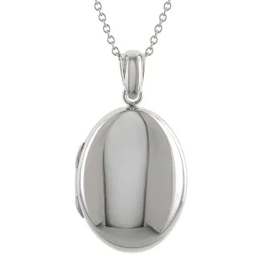 White Gold Oval Locket Necklace